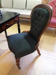 Victorian Nursing Chair In Grey Upholstery Button Backed On Turned Supports And Castors 91 Cm Nursing Chair Chair Design Grey Upholstery