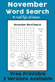 A form of the mafia? Free Printable November Word Search Printable Puzzle For Kids