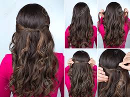 Un peu de gel ou une épingle peuvent venir fixer la coiffure au niveau de la nuque. Coiffure Nouee Simple Sur Le Tutoriel De Cheveux Boucles Coiffure Pour Cheveux Longs Etape De Tutoriel Hairstyle Par Etape Coiffure Pour La Fete Banque D Images Et Photos Libres De Droits Image 66635551