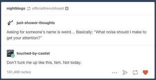Asking For Someone S Name Is Weird Basically What Noise Should I Make To Get Your Attention Funny Pictures Funny Tumblr Posts