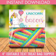 Birthday party themes craft party party decorations zebra print party baby birthday banner 60th birthday party party birthday banner. Unicorn Bacon Treat Bag Topper Unicorn Birthday Rainbow Etsy Unicorn Birthday Party Decorations Rainbow Unicorn Birthday Unicorn Themed Birthday Party