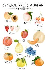 Seasonal Fruits Of Japan Print Of Watercolor Illustration Etsy In 2021 Fruit In Season Japanese Food Illustration Japan