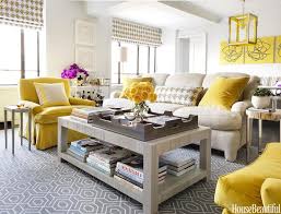 The classic, commanding presence of a wingback accent chair is a sofa's best friend. Contemporary Yellow And Gray Living Room Contemporary Living Room Benjamin Moore White Wisp