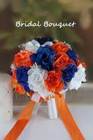 It is handmade with high quality 100 percent cotton quilting fabric and cotton batting. Bridal Bouquet Royal Blue White Orange Wedding Bridal Silk Rose Baby Breath Orange Wedding Flowers Orange Wedding Decorations Bridal Bouquet