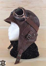Steampunk Aviator Hat And Goggles Genuine Leather Cap Steampunk Helmet Aviator Hat Leather Cap