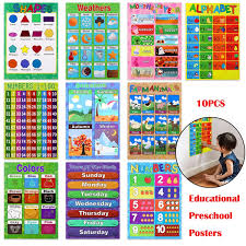 You can easily print it on a4 size paper. 10pcs Educational Preschool Posters Charts For Toddlers Kindergarten Classrooms Includes Alphabet Letters Colors Days Of The Week Numbers 1 10 Numbers 1 100 Farm Animals Seasons Weathers Months Shapes Wish