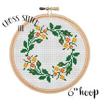Raised cross stitch flower is quick and easy to do and these little rose like flowers are ideal to add to all sorts of hand embroidery projects. Flower Wreath Cross Stitch Kit Funny Cross Stitch