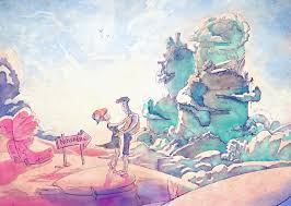 Road trip cartoon poster with camping trailer car. Sylvain Massard Disney Art Challenge Road Trip
