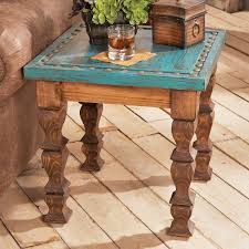 Turquoise Silver Trails End Table Western Furniture Rustic End Tables Rustic Table