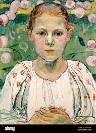 Käthe von Bach (in the Garden), portrait painting by Ferdinand Hodler, 1904  Stock Photo