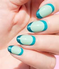 Teal nail wrap with navy blue vertical stripe. Teal Nail Designs Drone Fest