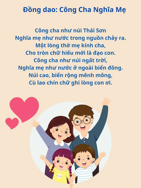 Đồng dao và thơ cho bé: Yêu thương cha mẹ
