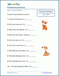 Free reading and math worksheets from k5 learning. Possessive Pronouns Worksheets K5 Learning