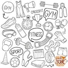 Fitness Doodle Vector Icons Bodybuild Gym Fitness Crossfit Etsy Doodle Icon Doodles Bullet Journal Doodles