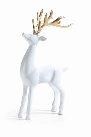 Image Of Zodax Golden Antler White Reindeer Figurine Looking Up White Reindeer White Reindeer Figurine Christmas Reindeer Decorations
