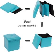 Get 5% in rewards with club o! Buy B Fsobeiialeo Folding Storage Ottoman Faux Leather Footrest Seat Coffee Table Toy Chest Kids Blue 11 8x11 8x11 8 Online In Vietnam B07xyynbmx