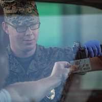 U.S. Marine Lance Cpl. Austin Sawyeron, a military