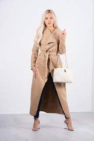 Flaunt what you got in this belted serious soft feel beaut with oversize waterfall lapel finish to make sure you step up your coat game this season. Camel Maxi Length Oversized Waterfall Belted Coat Justyouroutfit