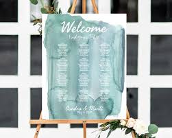 Watercolor Wedding Theme Seating Chart Template Beach