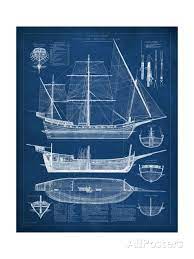 Antique Ship Blueprint I Prints Vision Studio Allposters Com Blueprint Art Posters Art Prints Blueprints