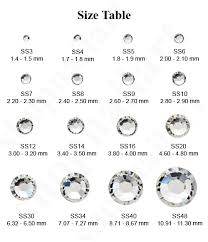 55 Complete Swarovski Crystal Rhinestones Size Chart