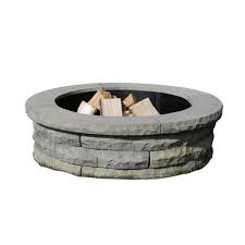 Outdoor fire pit bbq firepit brazier garden square table stove patio heater 81cm. Nantucket Pavers Ledgestone 47 In Concrete Fire Pit Ring Kit Gray Variegated 72002 The Home Depot