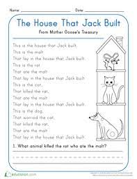 The house that jack built nursery rhyme. The House That Jack Built Worksheet Education Com