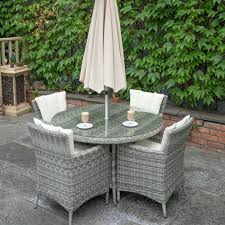 Consider placing a round ottoman coffee table off to one side of any seating configuration. Oxford 4 Seater Round Set Rathwood