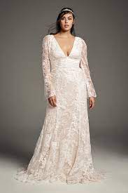 Lakshmigown champagne lace tulle wedding dress plus size boho wedding gowns vestidos de nova trouwjurk in stock. Plus Size Vintage Wedding Dresses Retro Gowns 14w 30w David S Bridal