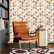 Modern home decoration brown parquet and carpet design. Retro 60s 70s Wallpaper Vintage Geometric Abstract Leaf Beige Grey Orange Ebay Living Room Orange Wallpapers Vintage Wallpaper Living Room