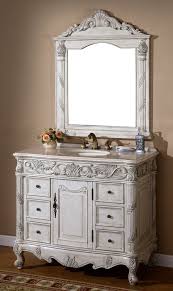 The brightly beautiful shabby chic bathroom which is dominated by the soft yellow. 40 Inch Bathroom Vanity Traditional Antique Distressed White Including Mirror 40 W X 22 D X 37 H S7640c