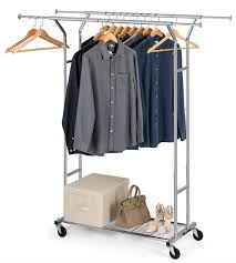 We take our reputation seriously. Bextsware Clothes Garment Rack On Wheels Expandable Double Rails Heavy Duty Commercial Grade Hanging Clothes Organizer Stand Clothing Rack With Mesh Bottom Shelves For Boxes Shoes Storage Chrome Buy Online In Aruba