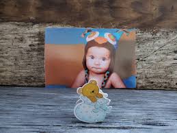 Set of 12 Baby Teddy Bear Photo Holder Perfect Baby Shower Party Favors  Frame Table Number Blue Photo Holder Baby Shower Boy