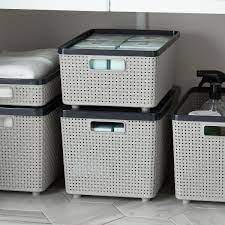 Bin perfect for any storage needs: Grey Cottage Woven Storage Bins The Container Store