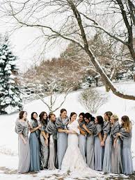 Winter Wedding Ideas For A Modern Winter Minimalist Wedding Party Group Of Gown Clad Women S Winter Bridesmaid Dresses Winter Bridesmaids Winter Wedding Dress