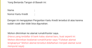 Kartu kredit bri (bank rakyat indonesia) ada 6 jenis. Surat Pernyataan Perubahan Data Kartu Kredit Kartu Bank