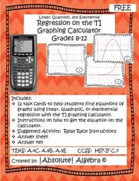 Linear Quadratic Exponential Regression On The Ti 83 84 Calculator Free Quadratics Exponential Regression