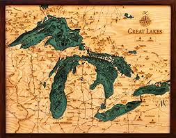 Woodchart Great Lakes Wooden Nautical Chart Map 16 X 20