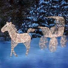 Outdoor Lighted Horse Carriage Display Scene Christmas Holiday Yard Art Decor Christmas Horses Outdoor Christmas Decorations Outdoor Christmas