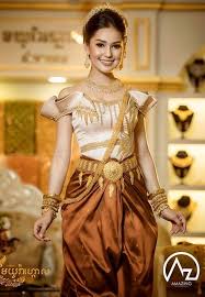 Khmer Wedding Costume Traditional Outfits Beautiful Long Dresses Culture Clothing