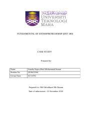 Pengarah urusan sani united sdn bhd (sani express sdn bhd, sani properties sdn bhd dan sani hotel sdn bhd). Assignment 1 Ent300 Fundamental Of Entrepreneurship Ent 300 Case Study Prepared By Name Student No Amalia Najwa Binti Muhammad Amran 2018415304 Course Hero