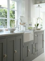 Soft Grey Cupboards I Like It With The White Wall And Countertop Home Kitchens Grey Kitchen Cabinets Kitchen Inspirations