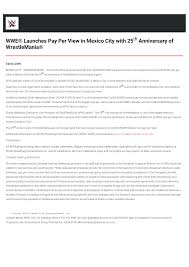 WWE® Launches Pay Per View in Mexico City with 25 Anniversary of  WrestleMania®