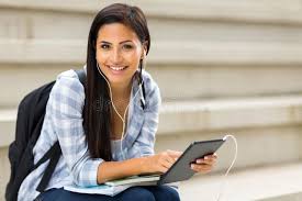 College Student Tablet Pretty College Student Holding Tablet Computer Sponsored Tablet Student Co Assignment Writing Service College Students Student