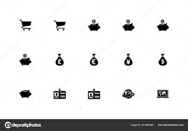 Simple Set Trade Icons Shopping Chart Money Bag Yen Jpy