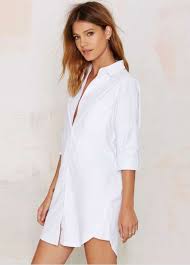 White Boyfriend Curve Bottom Half Sleeve Pocket Shirt Dress Women Shirts Blouse Long White Shirt Dress Clothes