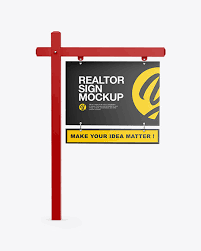 What are you waiting for? Matte Realtor Sign Mockup Front View In Outdoor Advertising Mockups On Yellow Images Object Mockups