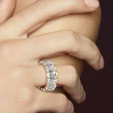 20th Wedding Anniversary Emerald Eternity Band For Right Hand To Match Wedding Ring Set Diamond Wedding Bands Diamond Rings Bands Eternity Ring Diamond