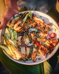 Once the butter mixture is bubbling, add the thyme and cook for a minute or so to infuse into the butter/oil mixture. Meaty King Oyster Mushroom Yakitori The Glaze Can Be Used For Stir Fries As Well Veggie Recipes Mushrooms Mushroom Recipes Vegan Vegetable Dishes