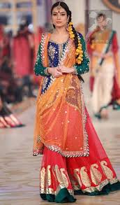 Mehndi Dresses 2017 Royal Blue Deep Orange Red Lehenga Pakistani Bridal Wear Fancy Dress Design Mehndi Dress